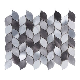Gray Metal Aluminum Natural Stone Blended Leaves Tear Drop Pattern Mosaic Sheet Tile By Modket 